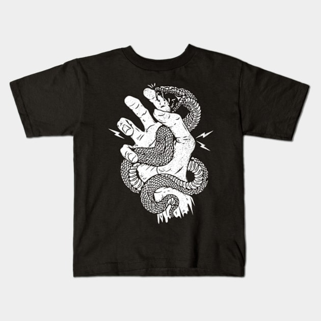 HAND AND SNAKE Kids T-Shirt by THE HORROR SHOP